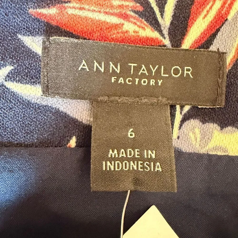 Ann Taylor Factory Floral Lined Pencil Career Skirt SZ 6